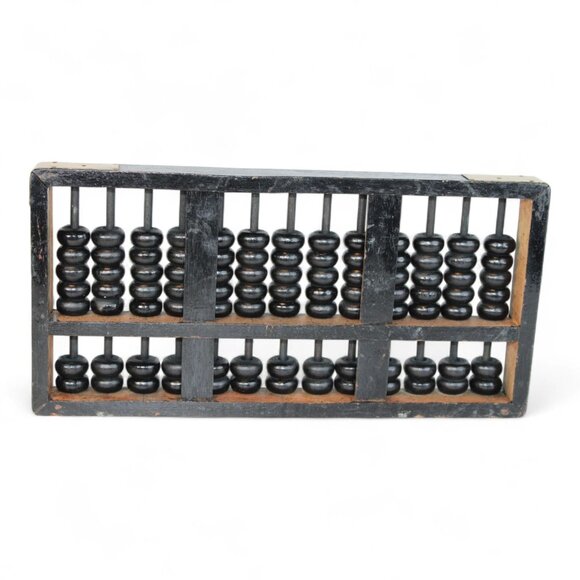 Vintage Chinese Abacus With Black Beads & Wooden Frame - Picture 2 of 5